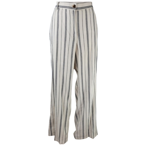 NWT H&M Wide Leg Linen Blend Trousers - Picture 2 of 9